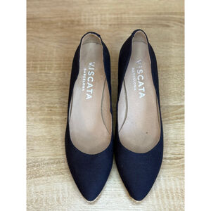 VISCATA BARCELONA Navy Espadrille Wedge Shoes 8.5